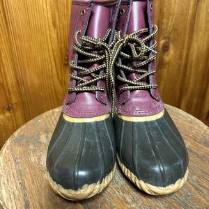 Lands' End Maroon and Black Boots